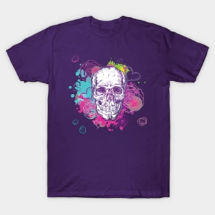 Colorful skull with flowers T-Shirt